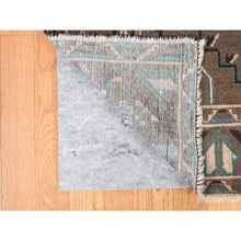 Load image into Gallery viewer, 6&#39;8&quot;x9&#39;9&quot; Taupe Brown with Touches of Blue, Earthtone Colors, Afghan Baluch, Bold Geometric Design, Hand Knotted, Pure Wool, Oriental Rug FWR527808