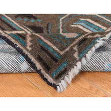 Load image into Gallery viewer, 6&#39;8&quot;x9&#39;9&quot; Taupe Brown with Touches of Blue, Earthtone Colors, Afghan Baluch, Bold Geometric Design, Hand Knotted, Pure Wool, Oriental Rug FWR527808