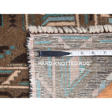 Load image into Gallery viewer, 6&#39;8&quot;x9&#39;9&quot; Taupe Brown with Touches of Blue, Earthtone Colors, Afghan Baluch, Bold Geometric Design, Hand Knotted, Pure Wool, Oriental Rug FWR527808