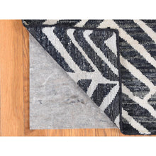 Load image into Gallery viewer, 2&#39;2&quot;x2&#39;2&quot; Denim Black, Modern Design, Pure Silk with Textured Wool, Hand Knotted, Sample Mat Square, Oriental Rug FWR527940