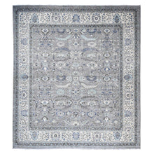 Load image into Gallery viewer, 15&#39;3&quot;x15&#39;3&quot; Stone Gray, Vegetable Dyes, Dense Weave, Fine Peshawar Heriz, Sickle Leaf Design, Hand Knotted, Organic Wool, XL Square Oriental Rug FWR528180