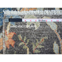 Load image into Gallery viewer, 4&#39;x12&#39; Olive Black, Afghan Peshawar with Birds of Paradise, Hand Knotted, Vegetable Dyes, Organic Wool, Wide Runner, Oriental Rug FWR528186