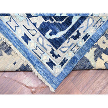 Load image into Gallery viewer, 14&#39;x14&#39; Ocean City Blue, Hand Knotted Afghan Angora Oushak with All Over Design Vegetable Dyes, 100% Wool, Oriental Square Rug FWR528414