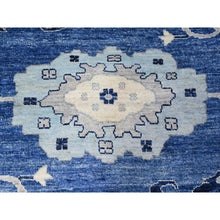 Load image into Gallery viewer, 14&#39;x14&#39; Ocean City Blue, Hand Knotted Afghan Angora Oushak with All Over Design Vegetable Dyes, 100% Wool, Oriental Square Rug FWR528414