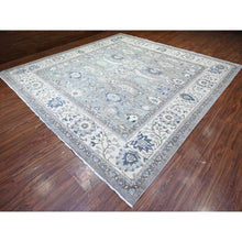 Load image into Gallery viewer, 12&#39;x12&#39; Violet Mist Gray, Fine Peshawar Hand Knotted, Sickle Leaf Design, Soft and Velvety Wool, Densely Woven Vegetable Dyes, Oriental Square Rug FWR528498