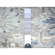 Load image into Gallery viewer, 12&#39;x12&#39; Violet Mist Gray, Fine Peshawar Hand Knotted, Sickle Leaf Design, Soft and Velvety Wool, Densely Woven Vegetable Dyes, Oriental Square Rug FWR528498