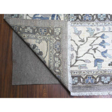 Load image into Gallery viewer, 12&#39;x12&#39; Magnetic Gray With Dove White Border, Fine Peshawar Heriz, Vegetable Dyes, Densely Woven, Sickle Leaf Design, Hand Knotted, All Wool, Square Oriental Rug FWR528864