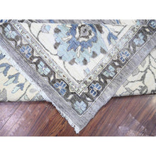 Load image into Gallery viewer, 12&#39;x12&#39; Magnetic Gray With Dove White Border, Fine Peshawar Heriz, Vegetable Dyes, Densely Woven, Sickle Leaf Design, Hand Knotted, All Wool, Square Oriental Rug FWR528864