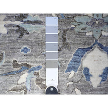 Load image into Gallery viewer, 12&#39;x12&#39; Magnetic Gray With Dove White Border, Fine Peshawar Heriz, Vegetable Dyes, Densely Woven, Sickle Leaf Design, Hand Knotted, All Wool, Square Oriental Rug FWR528864