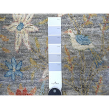 Load image into Gallery viewer, 9&#39;2&quot;x9&#39;2&quot; Cloud Gray, Vegetable Dyes, Organic Wool, Afghan Peshawar with Birds of Paradise, Hand Knotted, Round, Oriental Rug FWR528972