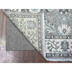 4'x6' Jubilee Gray With Heron White, Hand Knotted Organic Wool Vegetable Dyes, Dense Weave, Fine Peshawar Heriz, Sickle Leaf Design, Oriental Rug FWR529002