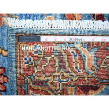 Load image into Gallery viewer, 3&#39;7&quot;x21&#39;8&quot; Maya Blue, Fine Aryana, Hand Knotted, Natural Dyes, Vibrant Wool, Wide and Extra Long Runner Oriental Rug FWR529518