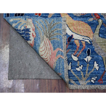 Load image into Gallery viewer, 4&#39;1&quot;x5&#39;10&quot; Medium Sapphire Blue, Vegetable Dyes, 100% Wool, Afghan Peshawar with Birds of Paradise, Hand Knotted, Oriental Rug FWR529932