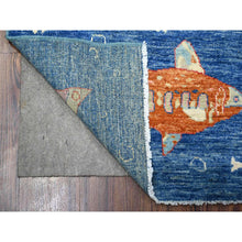 Load image into Gallery viewer, 4&#39;x6&#39; Pantone Blue, Afghan Peshawar Oceanic Fish Design, Vegetable Dyes, Densely Woven Extra Soft Wool Hand Knotted, Colorful Borderless Oriental Rug FWR530352