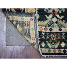 Load image into Gallery viewer, 4&#39;3&quot;x9&#39;7&quot; Mica Negra Black, Soft Velvety Wool Afghan Angora Oushak, Hand Knotted, Vegetable Dyes, Pop Of Colors, Wide Runner Oriental Rug FWR530628