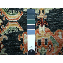 Load image into Gallery viewer, 4&#39;3&quot;x9&#39;7&quot; Mica Negra Black, Soft Velvety Wool Afghan Angora Oushak, Hand Knotted, Vegetable Dyes, Pop Of Colors, Wide Runner Oriental Rug FWR530628