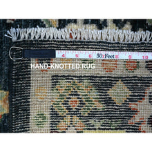 Load image into Gallery viewer, 4&#39;3&quot;x9&#39;7&quot; Mica Negra Black, Soft Velvety Wool Afghan Angora Oushak, Hand Knotted, Vegetable Dyes, Pop Of Colors, Wide Runner Oriental Rug FWR530628