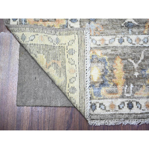 4'x4' Chelsea Gray, Hand Knotted Extra Soft Wool, Afghan Angora Oushak with Soft Colors, Natural Dyes Oriental Square Rug FWR530664