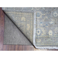 Load image into Gallery viewer, 2&#39;8&quot;x19&#39;9&quot; Goose Gray, Soft Wool, Fine Peshawar with Heriz Design, Hand Knotted, Vegetable Dyes, Dense Weave, XL Runner, Oriental Rug FWR530796