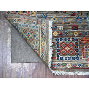 3'10"x5'9" Gauntel Gray, Aryana with Ziegler Mahal All Over Colorful Design, Hand Knotted, Vegetable Dyes, Vibrant Wool, Oriental Rug FWR530886