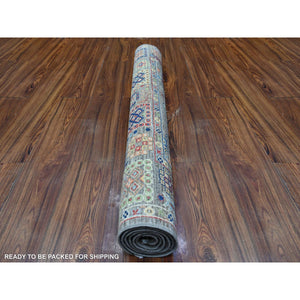 3'10"x5'9" Gauntel Gray, Aryana with Ziegler Mahal All Over Colorful Design, Hand Knotted, Vegetable Dyes, Vibrant Wool, Oriental Rug FWR530886