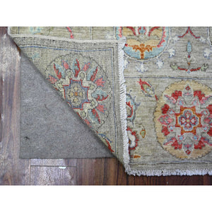 4'x6' Sidewalk Gray, Uzbek Suzani Design Densely Woven Natural Dyes, 100% Wool Hand Knotted, Oriental Rug FWR530898