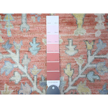 Load image into Gallery viewer, 4&#39;x6&#39; Strawberry Pink and Heron White, Afghan Angora Oushak, Hand Knotted 100% Wool Willow and Cypress Tree Design, Natural Dyes, Oriental Rug FWR531180