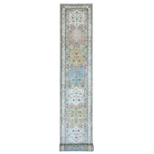 Load image into Gallery viewer, 2&#39;7&quot;x18&#39; Slave Grey with Pale Cobalt, Caucasian Akstafa Design, Fine Aryana, Pure Wool, Hand Knotted, XL Runner Oriental Rug FWR531240