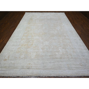 8'9"x12'5" Apricot Orange, Faded Out Afghan Angora Oushak, Vegetable Dyes with Shiny Wool, Hand Knotted Oriental Rug FWR531474