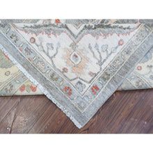 Load image into Gallery viewer, 9&#39;2&quot;x11&#39;10&quot; Shark Gray With Ultra Pure White Border, Extra Soft Wool, Hand Knotted, Heriz All Over Design Fine Peshawar, Vegetable Dyes and Densely Woven Oriental Rug FWR531858