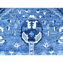 Load image into Gallery viewer, 9&#39;x12&#39;4&quot; Yale Blue, All Wool, Afghan Serapi Heriz With Central Medallion Design, Hand Knotted Densely Woven, Soft To The Touch Pile, Vegetable Dyes, Oriental RugSh88644 FWR531864