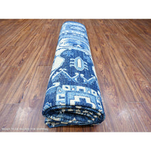 Load image into Gallery viewer, 9&#39;x12&#39;4&quot; Yale Blue, All Wool, Afghan Serapi Heriz With Central Medallion Design, Hand Knotted Densely Woven, Soft To The Touch Pile, Vegetable Dyes, Oriental RugSh88644 FWR531864