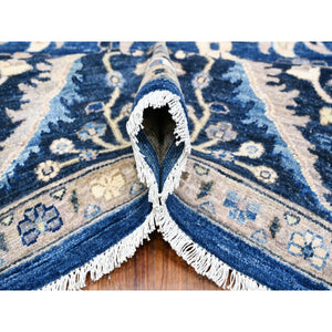 9'x11'7" Bluebonnet Blue, Fine Peshawar With Heriz All Over Design, Densely Woven, Hand Knotted, Vegetable Dyes, 100% Wool Oriental Rug FWR531876