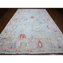 Load image into Gallery viewer, 9&#39;9&quot;x13&#39;9&quot; Medium Gray With Mauve Pink Borders, Natural Dyes, Wool Weft With Rural Elements, Hand Knotted, Wool Weft, Faded Angora Oushak Oriental Rug FWR532026