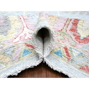 9'9"x13'9" Medium Gray With Mauve Pink Borders, Natural Dyes, Wool Weft With Rural Elements, Hand Knotted, Wool Weft, Faded Angora Oushak Oriental Rug FWR532026