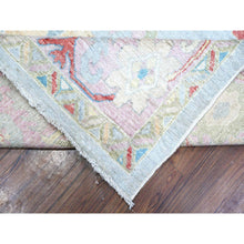 Load image into Gallery viewer, 9&#39;9&quot;x13&#39;9&quot; Medium Gray With Mauve Pink Borders, Natural Dyes, Wool Weft With Rural Elements, Hand Knotted, Wool Weft, Faded Angora Oushak Oriental Rug FWR532026