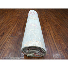 Load image into Gallery viewer, 9&#39;9&quot;x13&#39;9&quot; Medium Gray With Mauve Pink Borders, Natural Dyes, Wool Weft With Rural Elements, Hand Knotted, Wool Weft, Faded Angora Oushak Oriental Rug FWR532026