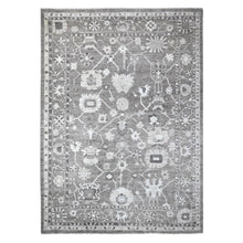 Load image into Gallery viewer, 10&#39;2&quot;x14&#39; Nevada Gray, Hand Knotted, Natural Dyes, Afghan Angora Oushak, Wool Weft, All Over Tribal Motifs, Oriental Rug FWR532032