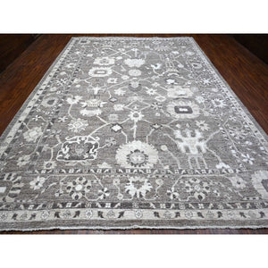 10'2"x14' Nevada Gray, Hand Knotted, Natural Dyes, Afghan Angora Oushak, Wool Weft, All Over Tribal Motifs, Oriental Rug FWR532032