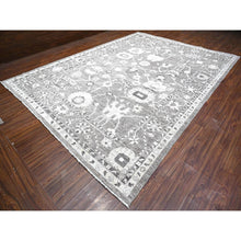 Load image into Gallery viewer, 10&#39;2&quot;x14&#39; Nevada Gray, Hand Knotted, Natural Dyes, Afghan Angora Oushak, Wool Weft, All Over Tribal Motifs, Oriental Rug FWR532032