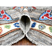 Load image into Gallery viewer, 10&#39;x12&#39;10&quot; Ice Gray, All Wool Pile, Vegetable Dyes, Angora Oushak, All Over Colorful Village Motifs, Hand Knotted, Oriental Rug FWR532062