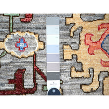 Load image into Gallery viewer, 10&#39;x12&#39;10&quot; Ice Gray, All Wool Pile, Vegetable Dyes, Angora Oushak, All Over Colorful Village Motifs, Hand Knotted, Oriental Rug FWR532062