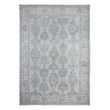 Load image into Gallery viewer, 9&#39;9&quot;x13&#39;10&quot; Goose Gray, Hand Knotted with Wool Weft, Afghan Angora Oushak, Natural Dyes, Village Motifs Design, Oriental Rug FWR532080