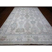 Load image into Gallery viewer, 9&#39;9&quot;x13&#39;10&quot; Goose Gray, Hand Knotted with Wool Weft, Afghan Angora Oushak, Natural Dyes, Village Motifs Design, Oriental Rug FWR532080