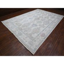 Load image into Gallery viewer, 9&#39;9&quot;x13&#39;10&quot; Goose Gray, Hand Knotted with Wool Weft, Afghan Angora Oushak, Natural Dyes, Village Motifs Design, Oriental Rug FWR532080