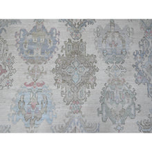 Load image into Gallery viewer, 9&#39;9&quot;x13&#39;10&quot; Goose Gray, Hand Knotted with Wool Weft, Afghan Angora Oushak, Natural Dyes, Village Motifs Design, Oriental Rug FWR532080