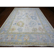 Load image into Gallery viewer, 9&#39;9&quot;x13&#39;4&quot; Grizzlies Blue, Natural Dyes With Wool Weft, Hand Knotted Angora Oushak, Rural Medallions, Afghan, Oriental Rug FWR532104