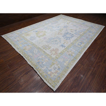 Load image into Gallery viewer, 9&#39;9&quot;x13&#39;4&quot; Grizzlies Blue, Natural Dyes With Wool Weft, Hand Knotted Angora Oushak, Rural Medallions, Afghan, Oriental Rug FWR532104