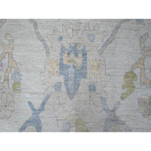 Load image into Gallery viewer, 9&#39;9&quot;x13&#39;4&quot; Grizzlies Blue, Natural Dyes With Wool Weft, Hand Knotted Angora Oushak, Rural Medallions, Afghan, Oriental Rug FWR532104