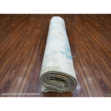 Load image into Gallery viewer, 9&#39;9&quot;x13&#39;4&quot; Grizzlies Blue, Natural Dyes With Wool Weft, Hand Knotted Angora Oushak, Rural Medallions, Afghan, Oriental Rug FWR532104